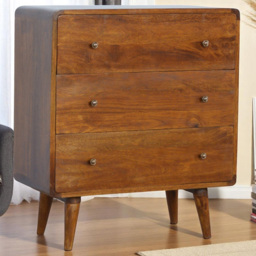 Artisan Furniture Chestnut 3 Drawer Solid Wood Curved Chest of Drawers - thumbnail 1