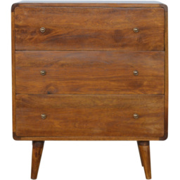 Artisan Furniture Chestnut 3 Drawer Solid Wood Curved Chest of Drawers - thumbnail 3
