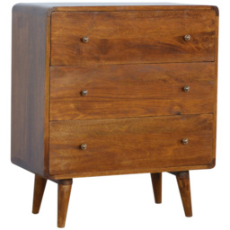 Artisan Furniture Chestnut 3 Drawer Solid Wood Curved Chest of Drawers - thumbnail 2