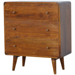 Artisan Furniture Chestnut 3 Drawer Solid Wood Curved Chest of Drawers - thumbnail 4