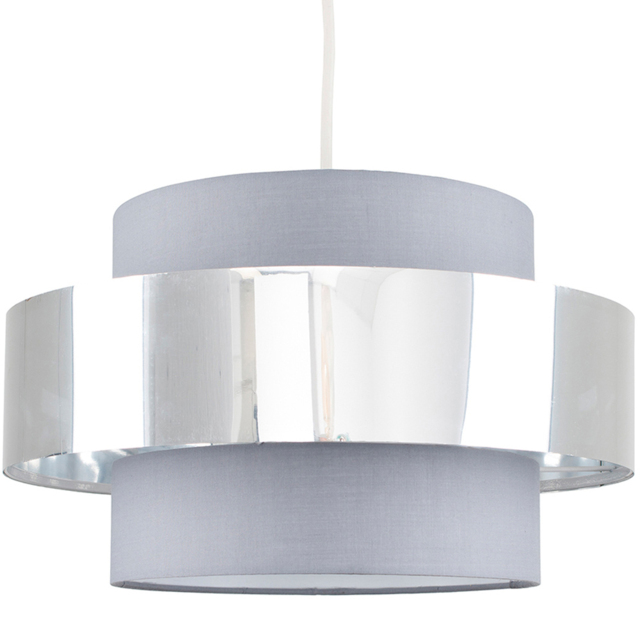 ValueLights Matildo Grey and Chrome Halo Pendant Shade - image 1