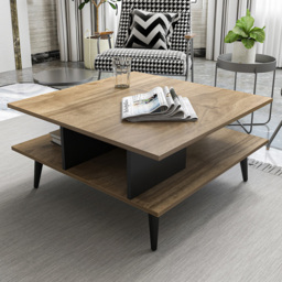 Decorotika Akya Walnut and Black Wide Coffee Table - thumbnail 1