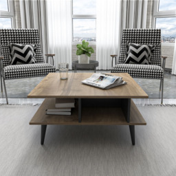 Decorotika Akya Walnut and Black Wide Coffee Table - thumbnail 4