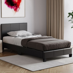 Vida Designs Lisbon Single Black Faux Leather Bed Frame - thumbnail 1