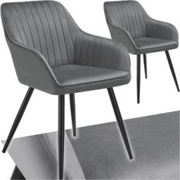 tectake Marilyn Grey Velvet Quilted Chair Set of 2 - thumbnail 2
