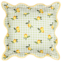 Furn Fruits Lemons Gingham Check Green Cushion 45 x 45cm - thumbnail 3