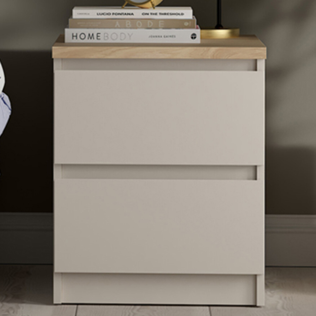 Furniture To Go Naia Cashmere Jackson Hickory 2 Drawer Bedside Table - image 1
