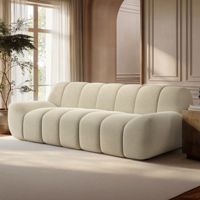 SOLACE+CO Macy 3 Seater Beige Chenille Large Sofa - image 1