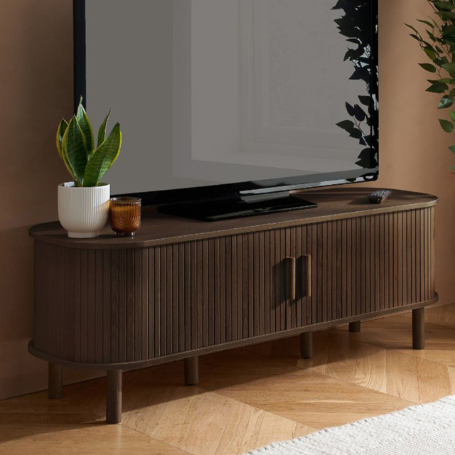 Birlea Axel Walnut 2 Door Fluted TV Unit - image 1