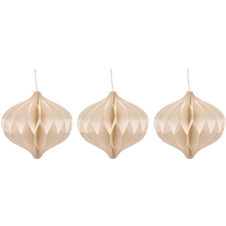 The Seasonal Gift Co. White with Gold Edge Paper Bauble 3 Pack