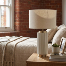 Clara White Ribbed Table Lamp - thumbnail 2