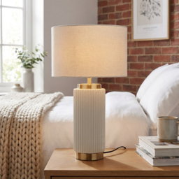 Clara White Ribbed Table Lamp - thumbnail 4