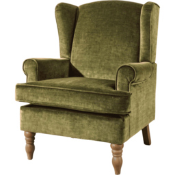 Home Source Helena Olive Wingback Armchair with Wooden Legs - thumbnail 2