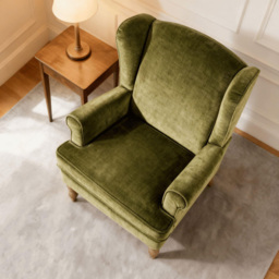Home Source Helena Olive Wingback Armchair with Wooden Legs - thumbnail 4