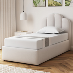 Artemis Home Ranson Single Beige Linen Upholstered Ottoman Bed