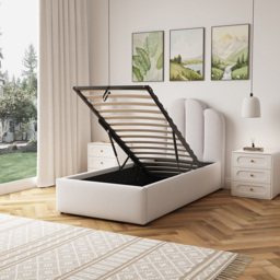 Artemis Home Ranson Single Beige Linen Upholstered Ottoman Bed - thumbnail 3