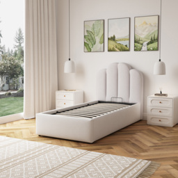 Artemis Home Ranson Single Beige Linen Upholstered Ottoman Bed - thumbnail 2