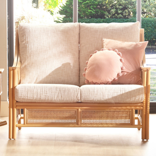 Desser Furniture Chester 2 Seater Cotton Cream Rattan Sofa - image 1