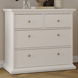 Florence Paris 4 Drawer White Chest of Drawers - thumbnail 1
