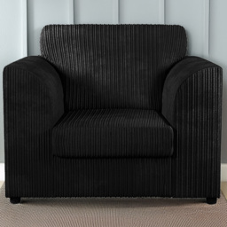 Luxor Black Jumbo Cord Armchair