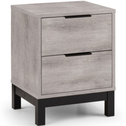 Julian Bowen Bali 2 Drawer Grey Oak Bedside Table - thumbnail 2