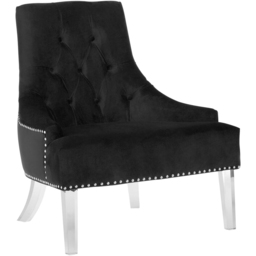 Premier Housewares Clarence Button Tufted Black Velvet Chair - thumbnail 2