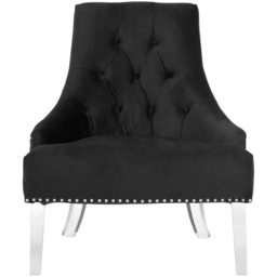 Premier Housewares Clarence Button Tufted Black Velvet Chair - thumbnail 3