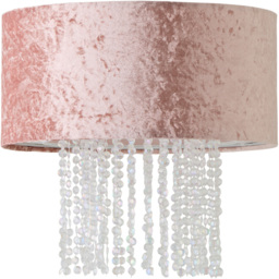 ValueLights Boland Dusky Pink Velvet Clear Droplets Pendant Shade