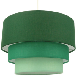 Happy Homewares 3 Tier Forest Green Cotton Round Ceiling Pendant Shade