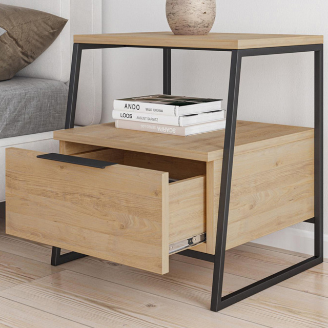 FWStyle Pal Oak Single Drawer Bedside Table - image 1