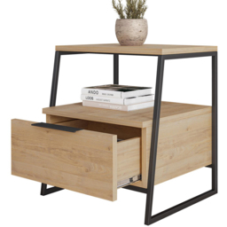FWStyle Pal Oak Single Drawer Bedside Table - thumbnail 3