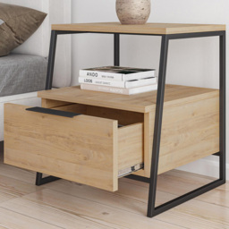 FWStyle Pal Oak Single Drawer Bedside Table - thumbnail 1