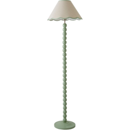 ValueLights Bobbins Natural and Green Scallop Shade Sage Green LED Floor Lamp