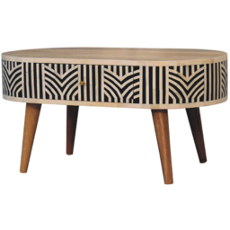 Artisan Furniture Edessa Brown 2 Drawer Bone Inlay Solid Wood Coffee Table - thumbnail 3