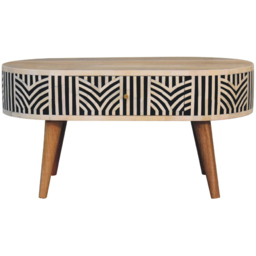 Artisan Furniture Edessa Brown 2 Drawer Bone Inlay Solid Wood Coffee Table - thumbnail 2