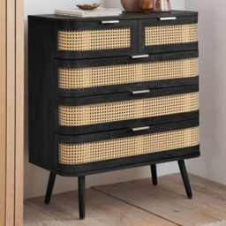 Birlea Noah Black Rattan 5 Drawer Storage Chest