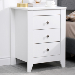FurnitureHMD White 3 Drawer Wooden Nightstand Set of 2 - thumbnail 1