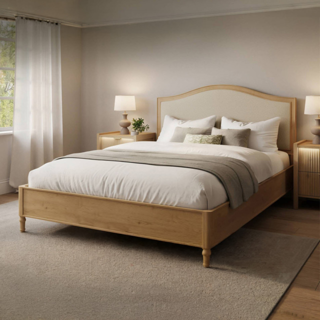 XR Living Emy Oak and Natural Double Wooden French-Style Shadow Ottoman Bed - image 1