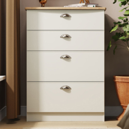 Victoria 4 Drawer Cream Ash and Oak Deep Chest of Drawers