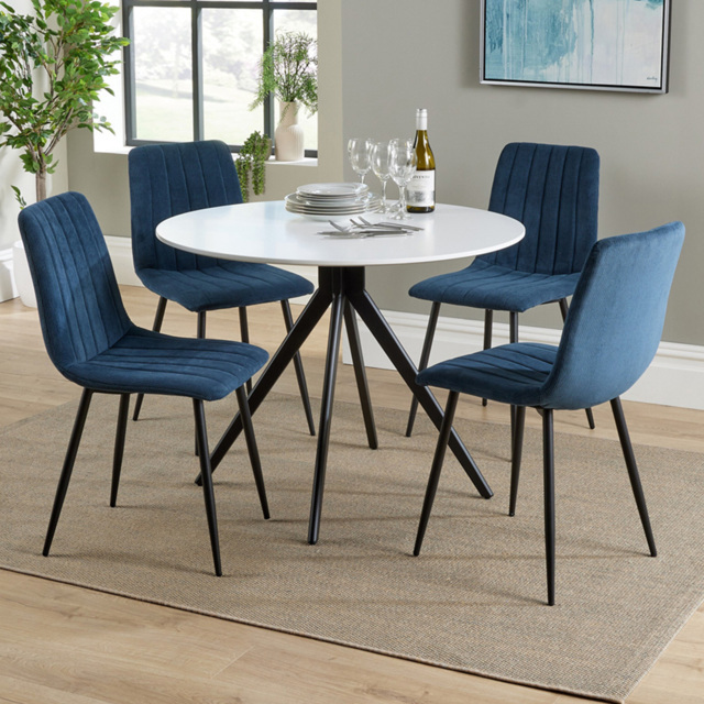 Core Products Aspen White and Blue 4 Seater Round Dining Set - image 1