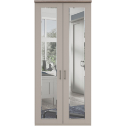 Homebase Truro Grey 2 Door Mirrored Hinged Wardrobe with Slate Handles - thumbnail 3