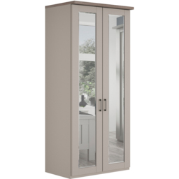 Homebase Truro Grey 2 Door Mirrored Hinged Wardrobe with Slate Handles - thumbnail 2