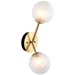 Merano Rome 2 Light Glass Satin Brass Plate Wall Light