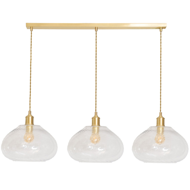 ValueLights Corinne Brushed Gold Glass 3 Drop Bar Ceiling Pendant Light - image 1