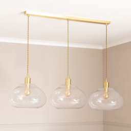 ValueLights Corinne Brushed Gold Glass 3 Drop Bar Ceiling Pendant Light - thumbnail 4