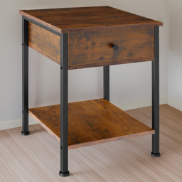 tectake Bradford Single Drawer Dark Wood Bedside Table - thumbnail 1