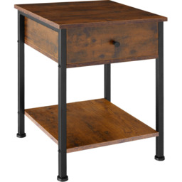tectake Bradford Single Drawer Dark Wood Bedside Table - thumbnail 2