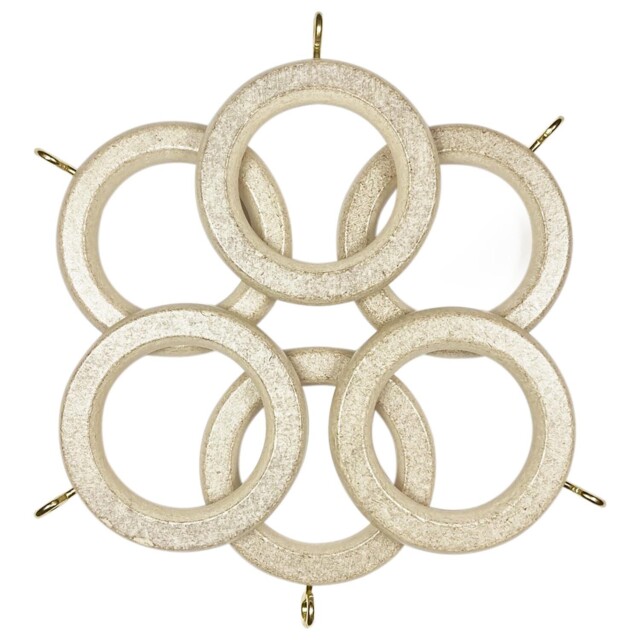 Pack of Six Richmond Curtain Rings - Vintage White