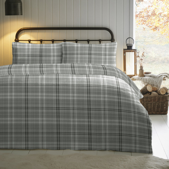 Hampshire Check Duvet Set Grey Single - image 1