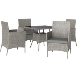 Outsunny 4 Seater Rattan Garden Dining Set Light Grey - thumbnail 2